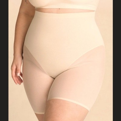 SHAPERMINT Cream Essentials Everyday Empower Mesh Shaper Short Shapewear Sz 3XL