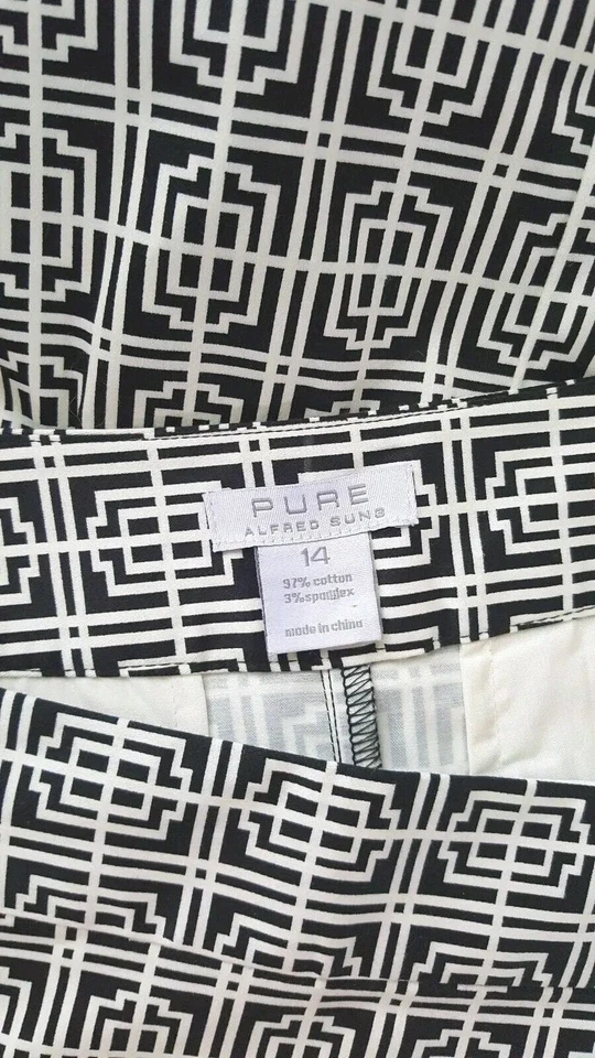  Alfred Sung Pure Skirt Sz 14 Black & White Dress Casual Cotton A-line L XL - Image 4 of 4