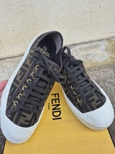 FENDI Domino Sneaker FF Jacquard braun/schwarz EU 39 Ref. 8E8325 AJZX F0R7V