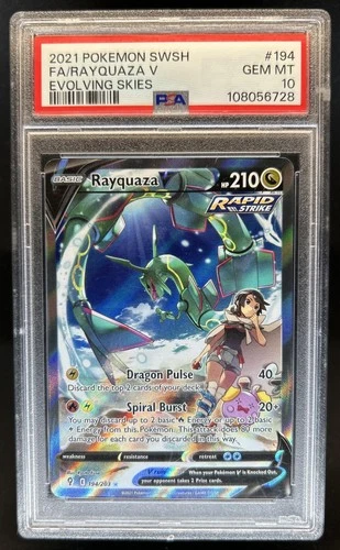 2021 Pokemon SWSH Evolving Skies Rayquaza V #194/203 PSA 10 GEM MINT