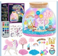 Unicorn Light-Up Terrarium Kit for Kids Unicorn Themed - Remote And Multi Colors