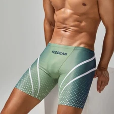 NEW SEOBEAN Men's Low Rise SWIM BOXER SWIMWEAR Long VORTEX swim trunks
