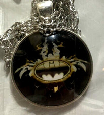 BATMAN Cabochon Chain Necklace Silver Tone Brass  USA Shipper Brand New