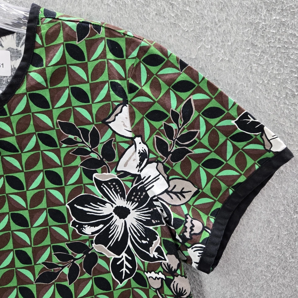 Koi By Kathy Peterson Women Scrub Top S Green Floral Geometric 280PR Button - Image 4 of 4