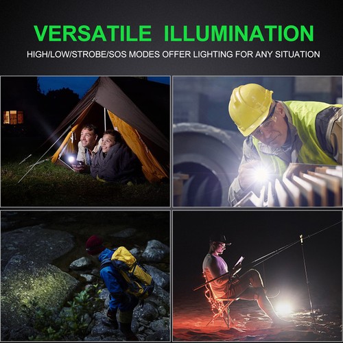 2 Pack 990000LM Super Bright LED Flashlight Zoomable Working Flashlights 5 Modes - Picture 7 of 16