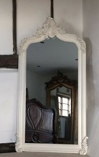 Large Antique White Ivory Cream  French Arch  Over mantle Wall Leaner Mirror 5ft