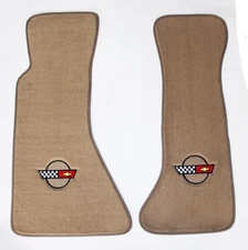 NEW! TAN FLOOR MATS 1984-1996 Corvette With Embroidered Circle Official GM Logo