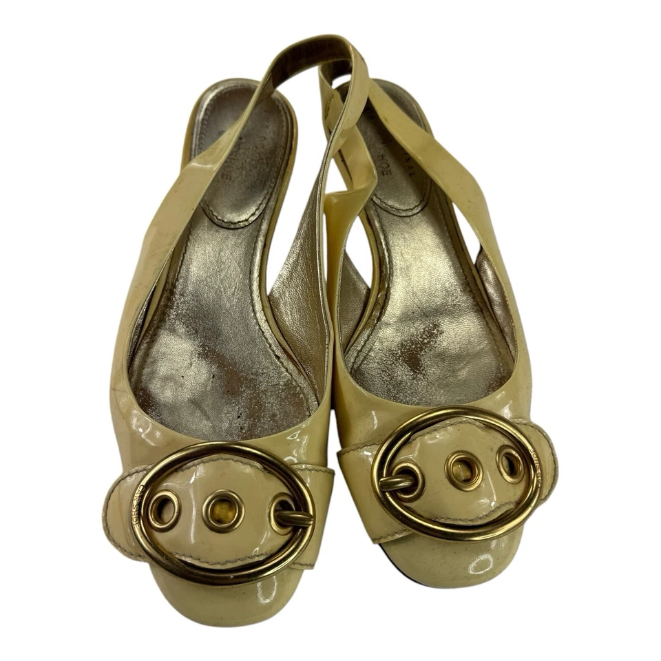 Zapato de coche amarillo charol tacón correa espalda zapatos de conducción para mujer talla 39 Foto 2 de 4