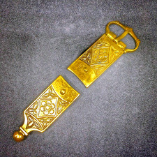 Medieval Belt Replica, England Leather Girdle Belt Buckle Strap End 24mm