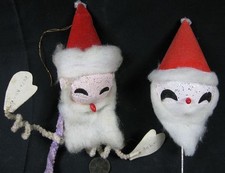 Lot of 2 Vintage 1930's Papermache Head Christmas Santa
