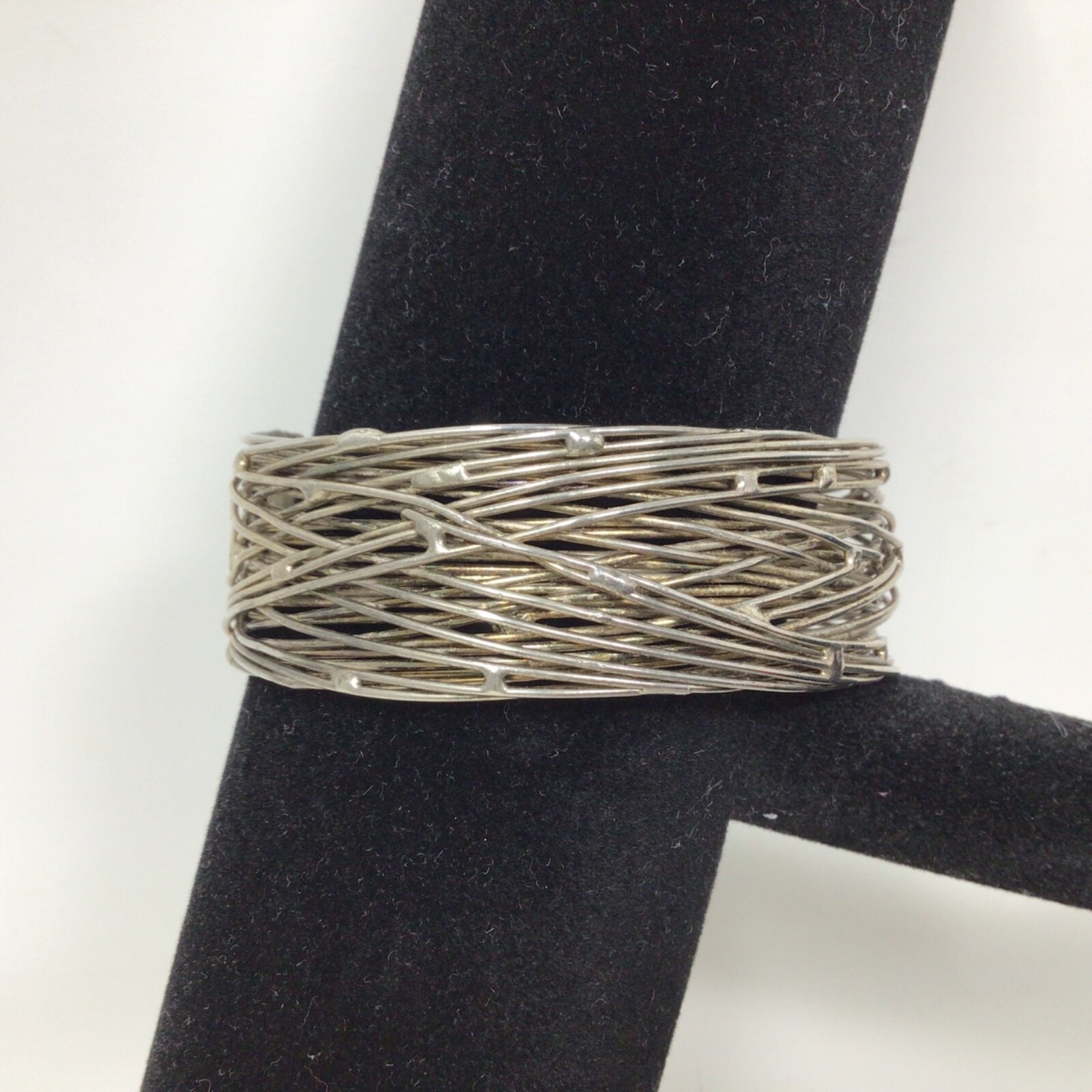Random Twisted Wire Cuff Bracelet Silvertone Cost… - image 5