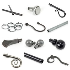 From The Anvil Black Beeswax Pewter Curtain Poles Finial Rings Tie Back