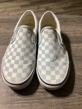 Vans Blue/white Checkered Pattern Low Top Sneaker Size Men 8 Women s 9.5