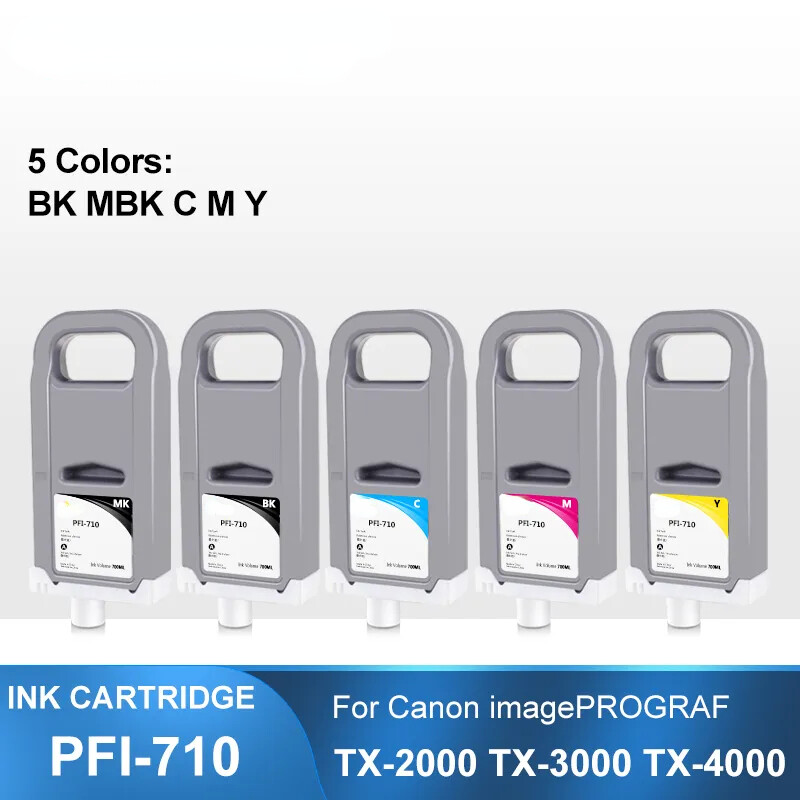 PFI710 5PC 700ML Compatible Ink For Canon imagePROGRAF TX-2000 TX