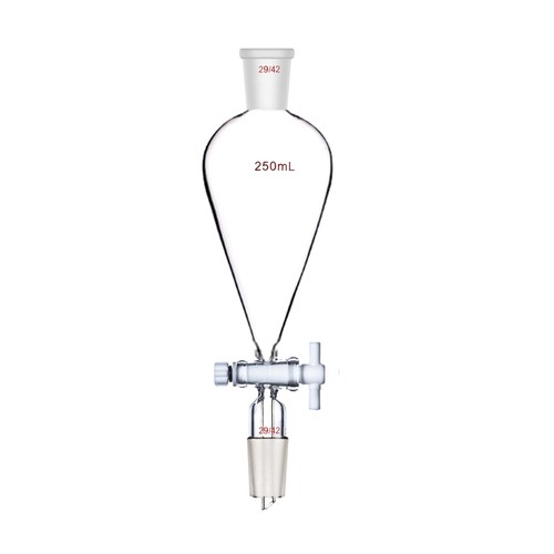 29/42 Glass Separatory Funnel Pyriform PTFE Stopcock Pear Shap Both Ground Joint - Picture 2 of 5