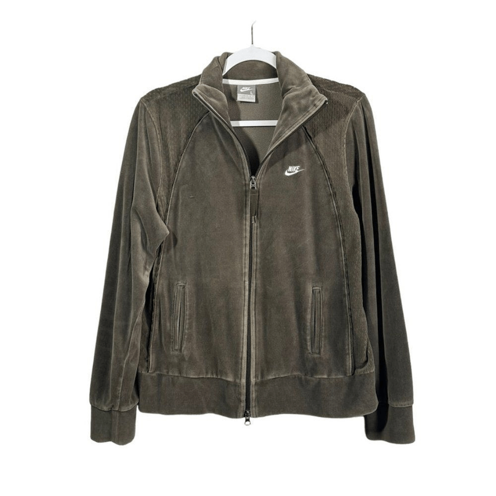 SACAI X NIKE Giacca vintage Nike velluto donna L verde oliva anni 90 Y2K pista casual