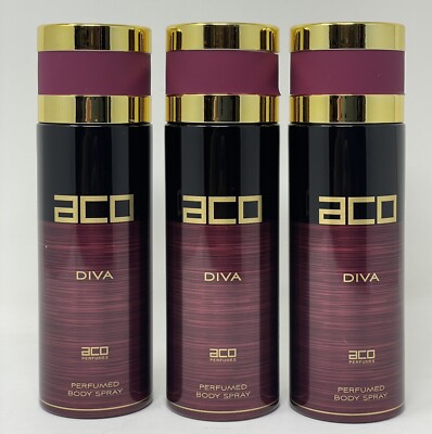 aco DIVA perfumer Body spray 200 ml made in U.A.E { 3 BOTTLES}