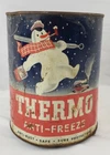 Vintage Thermo Antifreeze 1 Gallon Can Winter Snowman Gas Oil Advertising Sign