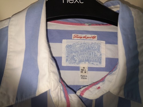 Joules Blue & White Striped Button Down Long Sleeve Blouse/Shirt Size 14/Large - 第 4/6 張圖片