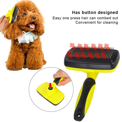 Pet Grooming Comb Automatic Hair Remover for Cats and Dogs Scalable Knot Brush