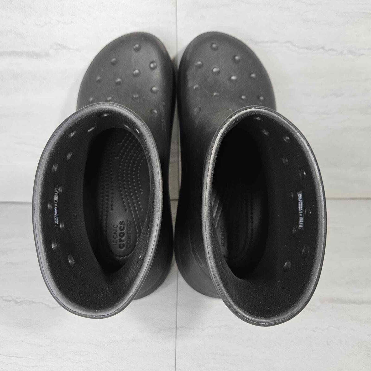 Crocs Crush Rain Boots Mens 5 / Womens 7 Black 207946-001 Platform