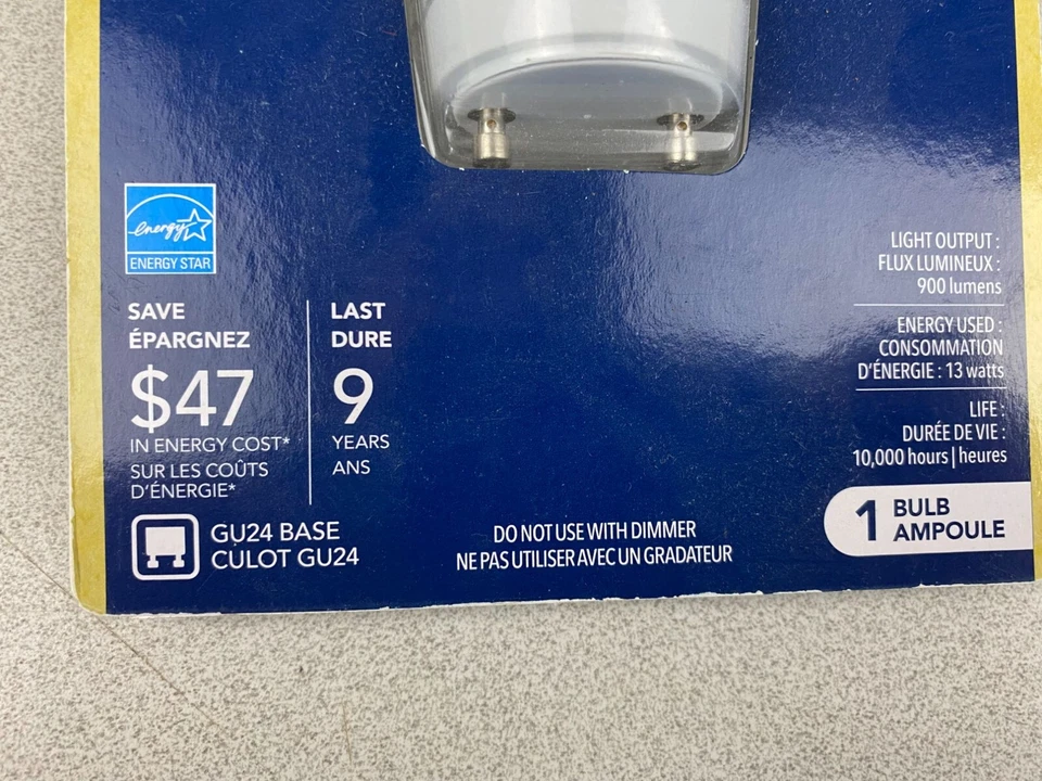 globe Ener Saver GU24 13W = 60 Watts CFL Bulb Energy Saver 10,000 hrs 13 Watt EN - Image 3 of 4