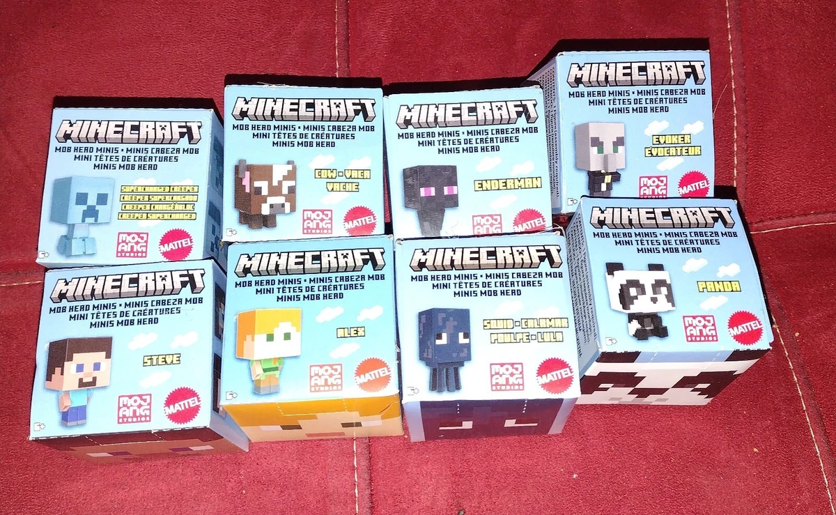 MINECRAFT- MOB HEAD MINIS- COMPLETE SET OF 8- 2022- MATTEL- NEW!