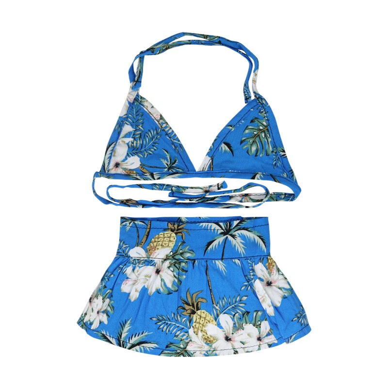 Dog Bikini Dress Set Hawaii Holiday Dog Flower Outfit Pet Bath Suit Dog Swimwear - Image 3 of 4