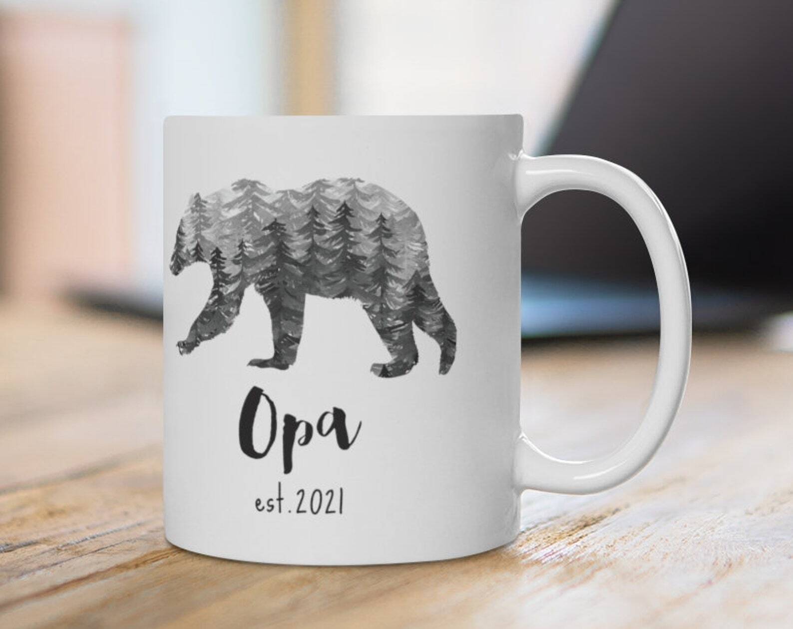 Grandpa Bear Mug Gift for Opa Dad Fathers Day or Pregnancy Announcement