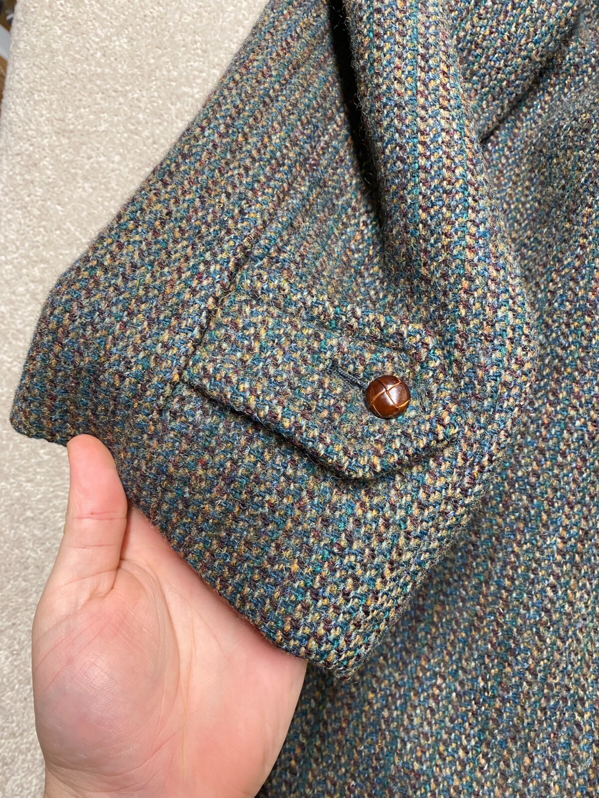 Dunn & Co Vintage Harris Tweed Single Breasted Long Coat 46" Chest XL