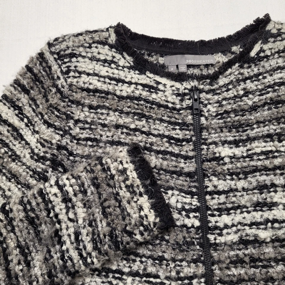 Suéter 360 Cremallera Completa Mujer Pequeño Lana Alpaca Negro Blanco Grueso Clásico Abuela Foto 2 de 4