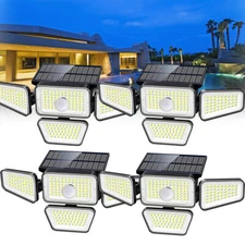270LED Solar Motion Sensor Lights 4 Head Waterproof Garden Light Wall Lamps Home