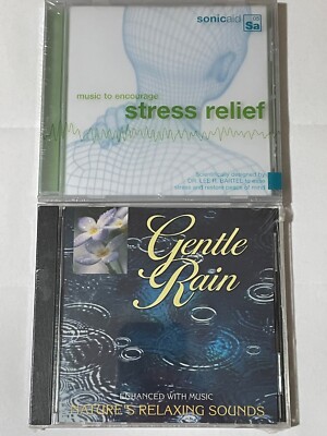 JOHN HERBERMAN Stress Relief CD NEW SEALED +BONUS Gentle Rain Nature Sounds CD !