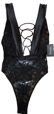 Frederick's of Hollywood "Belle Lucia" Plunge Teddie Black Size: Small NWT 60