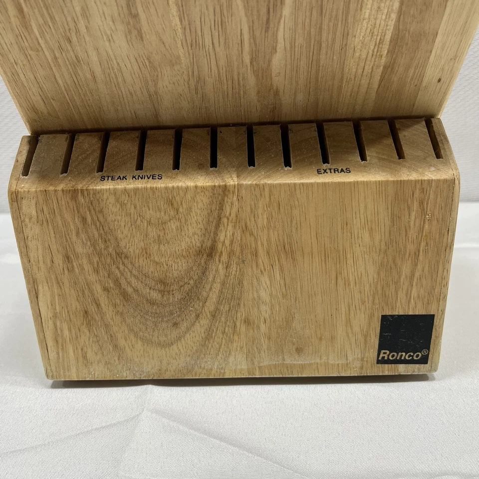 SIX STAR Cubiertos 30 Ranuras Cuchillo Bloque - Madera Maciza Etiquetado Ranura Miel Roble Ronco Foto 2 de 4