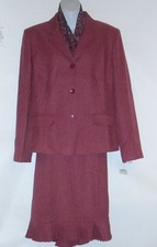 Collections for Le Suit Ladies Two 2 Piece Skirt Suit Scarf Deep Rose 16 NWT