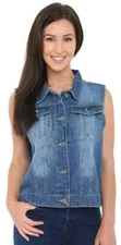 Women Denim Vest Casual Sleeveless Jean Gilet Outerwear Vintage Button Up
