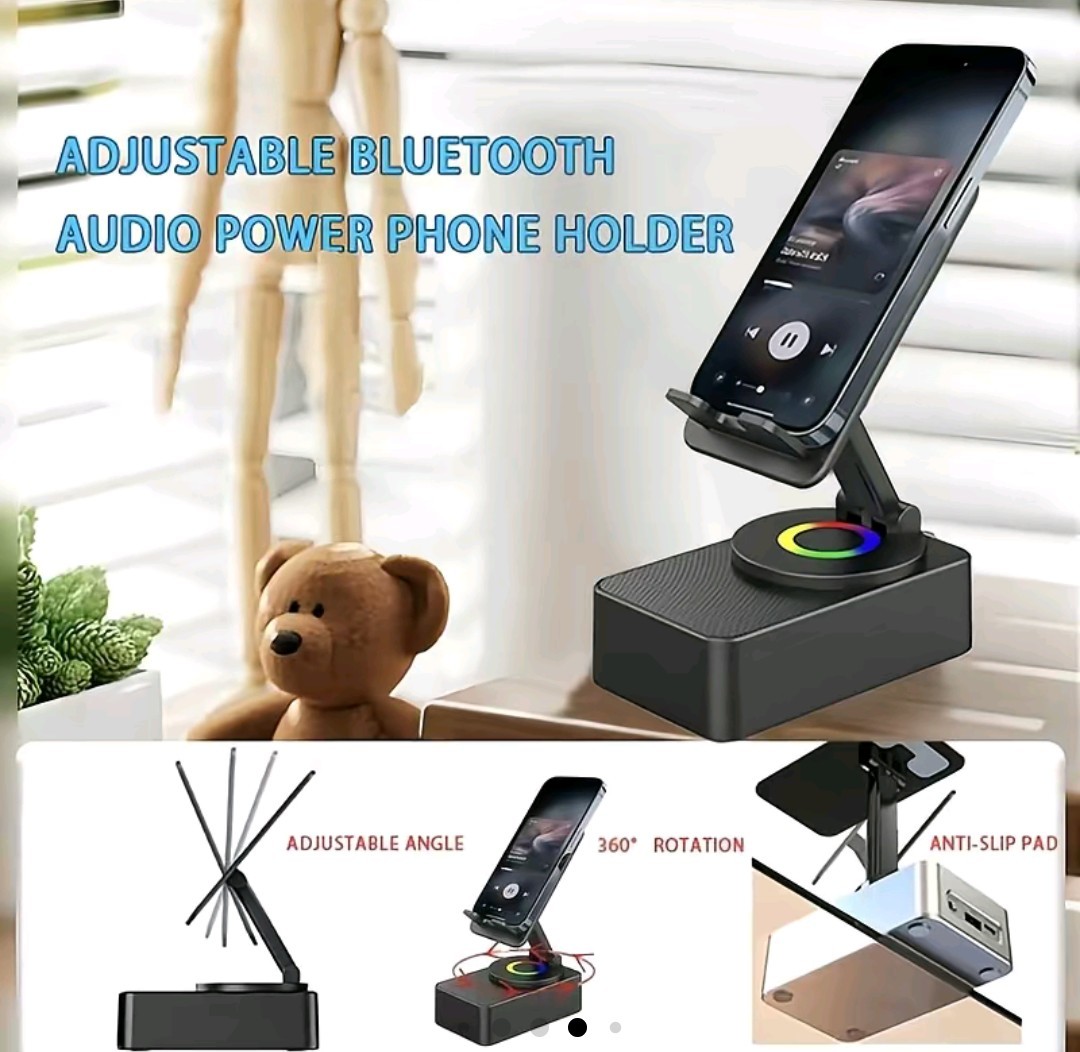 5 in1 wireless induction audio bluetooth speaker Phone Holder Foldable 
