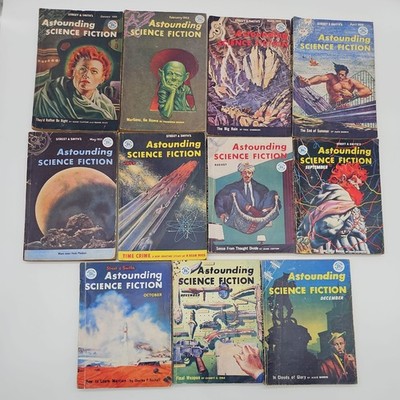 Vintage 11 x Astounding Science Fiction Magazines Jan-Dec 1955 