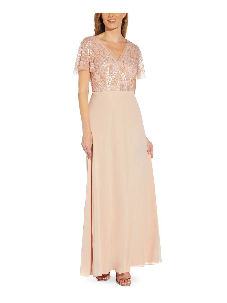 sachin and babi light blue dress Mac Duggal Floral Embellished Short Sleeve Gown - Rose Pink main image 1