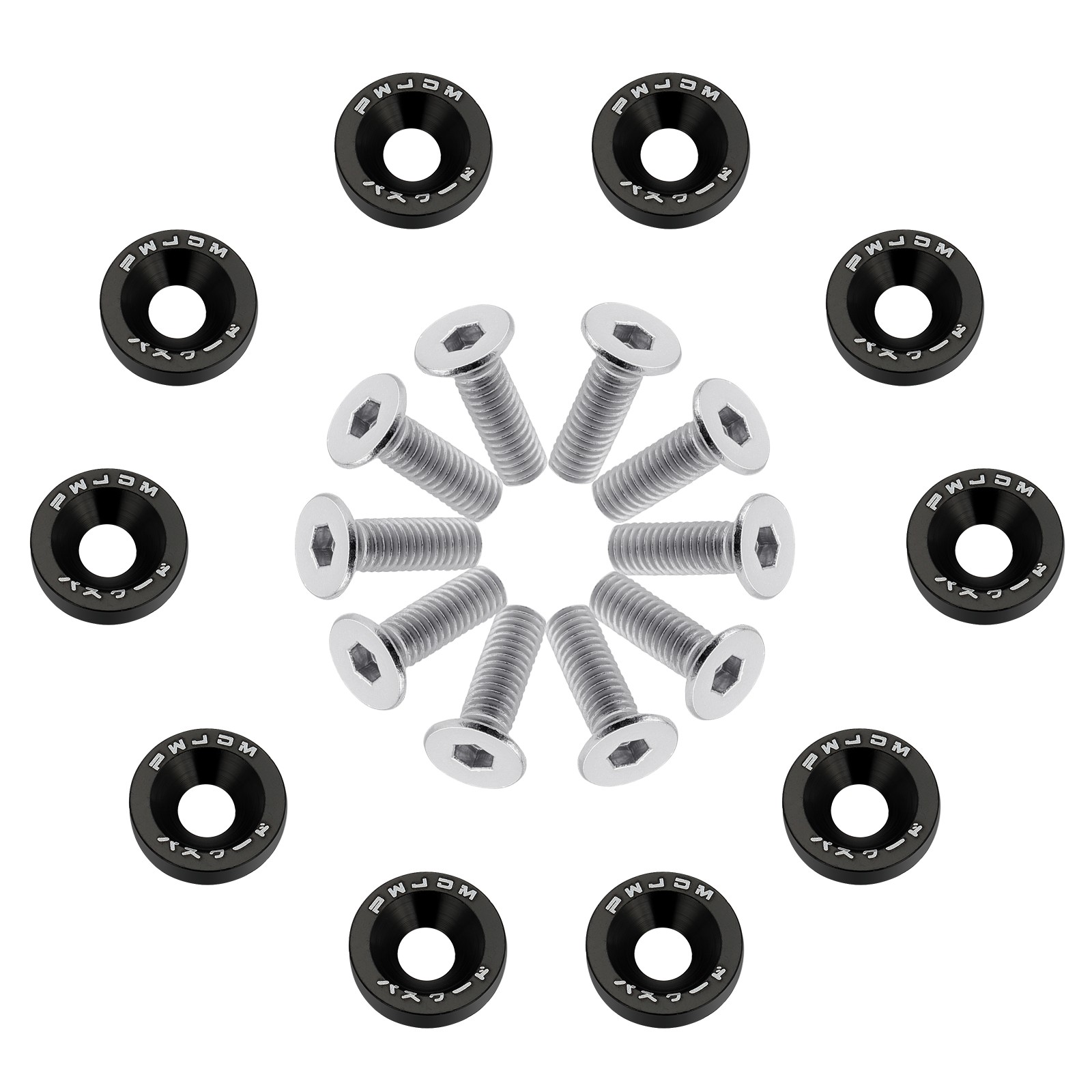 30pcs Black Billet Aluminum Fender Bumper Washer Bolt Engine Bay Dress Up Kit