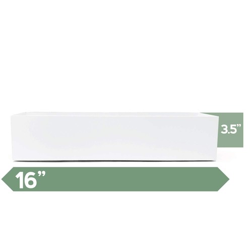 Modern Steel Trough Rectangle Planter 16 inch, White - Picture 3 of 7