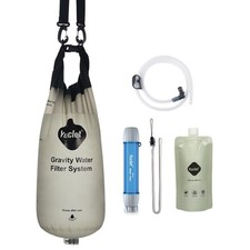 Gravity Water Filter System w/ 2-Gal Bag  0.1-Micron Water Filter Straw, Gravit