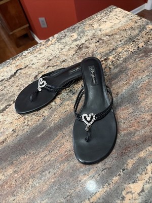 BRIGHTON Dressy Thong  Sandals Black Bling Size 11M