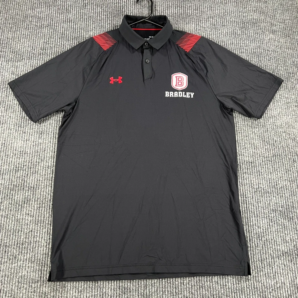 Bradley Braves Polo Shirt Mens Medium Black Short Sleeve Under Armour NCAA - Image 4 of 4