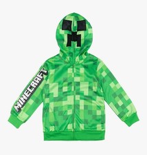 MINECRAFT CREEPER FLEECE ZIP-UP HOODIE - Size 8-12
