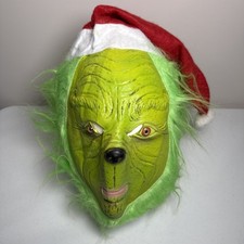 The Grinch Full Head Latex Mask Adult Costume Green Christmas Hat