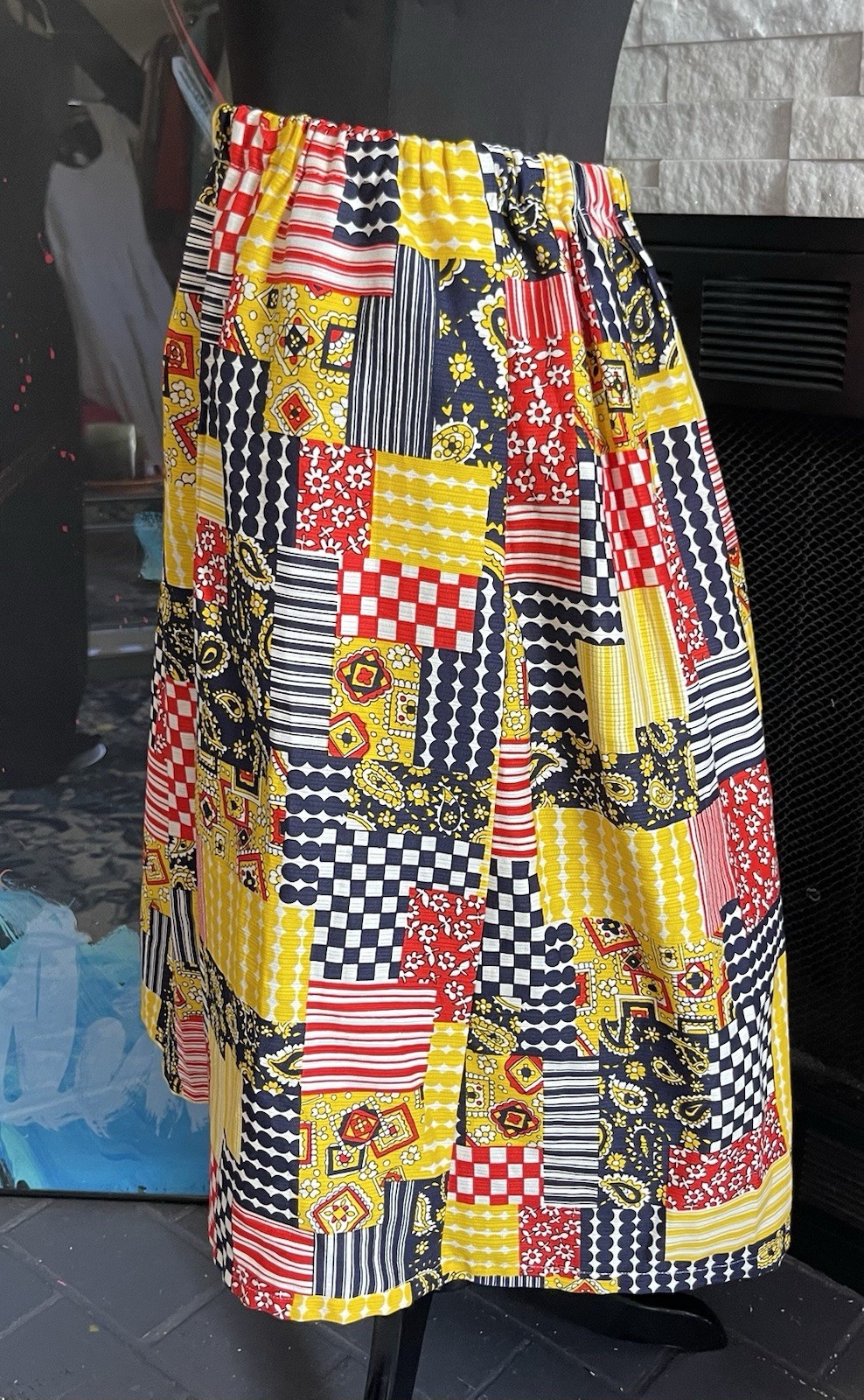 Vintage Handmade Patchwork A Line Full Skirt - image 5