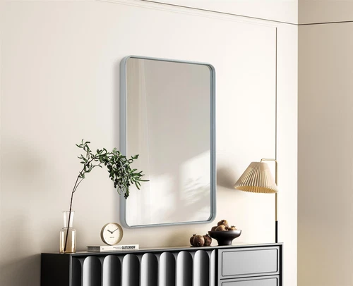 Elegant Decor Contour Metal Rectangle Mirror 28X42 In Silver - Picture 3 of 11
