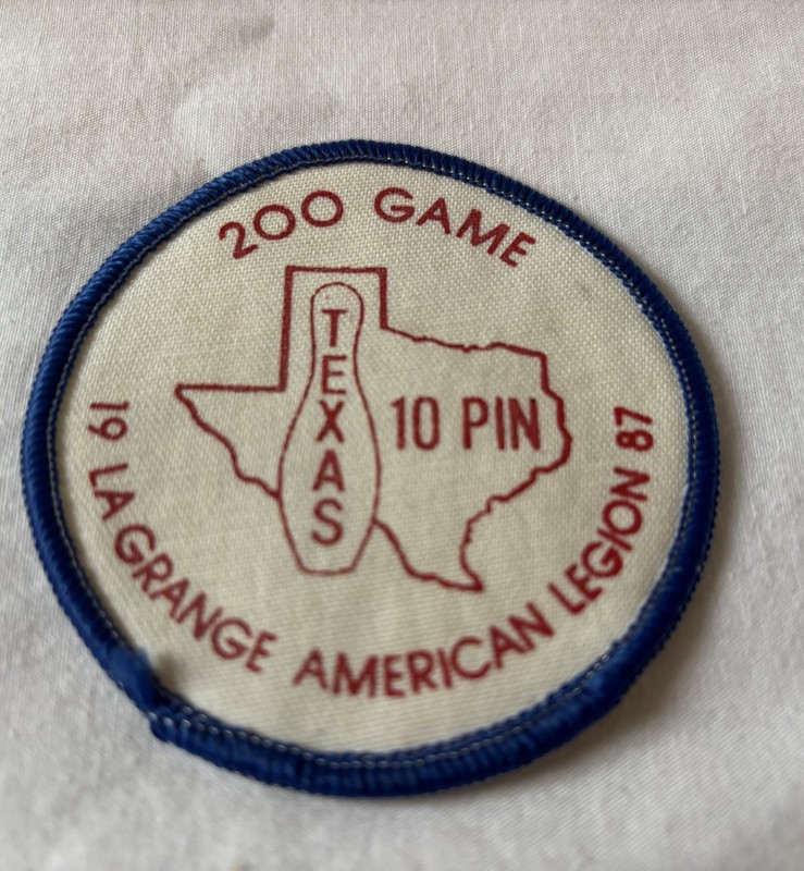 Collectible Texas Ten Pin 1987 Bowling Patch 200 Game La Grange American Legion
